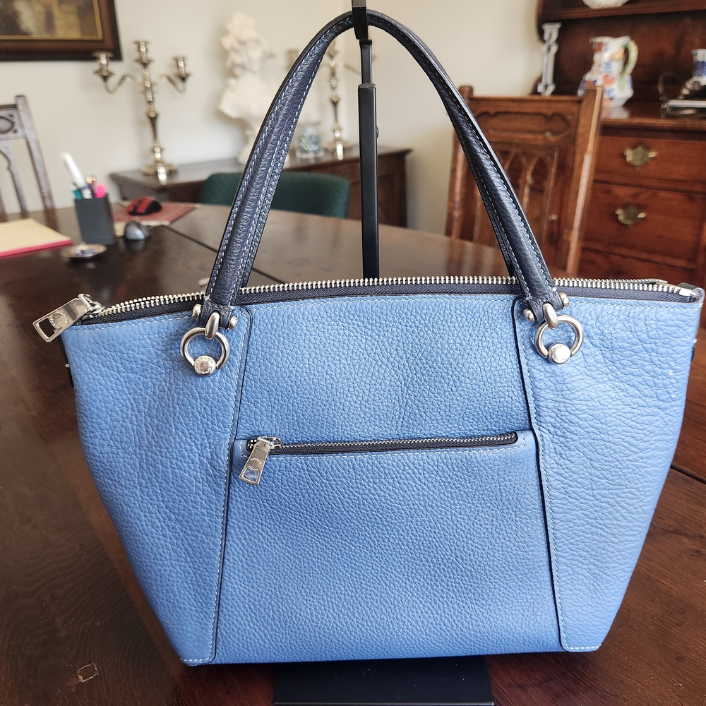 COACH Kacey Satchel Pebbled Leather Sky Blue - Picture 6 of 13